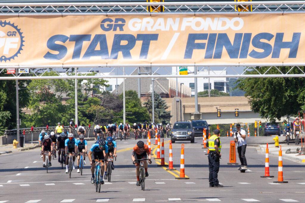 Cyclists at the Boundless Gran Fondo in Grand Rapids, Michigan